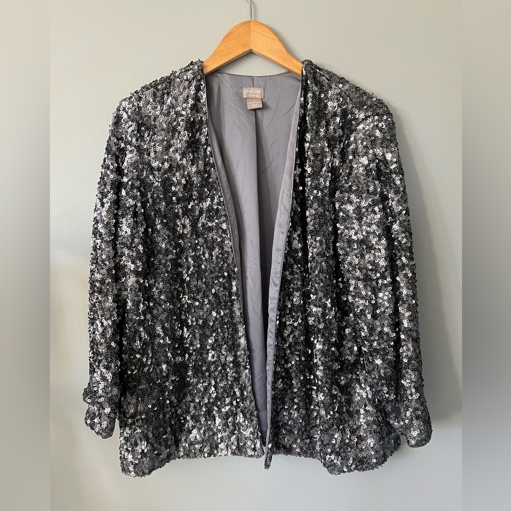 Chicos Sequined Jacket Size Large - image 1